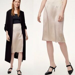 Aritzia Alessio Satin Slip Skirt w/Zipper Denude 6